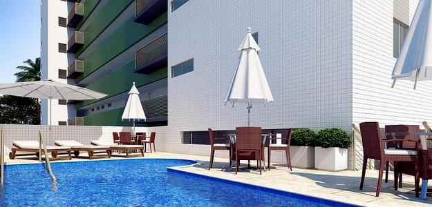 Piscina do Morada Larga do Feitosa � um dos atrativos do residencial (Aveloz Empreendidmentos/Divulga��o)