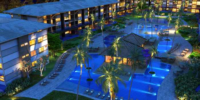Residence e resort ter 312 flats, alm do hotel com 148 quartos - Residence e resort ter 312 flats, alm do hotel com 148 quartos (ARA EMPREENDIMENTOS/DIVULGAO)	

